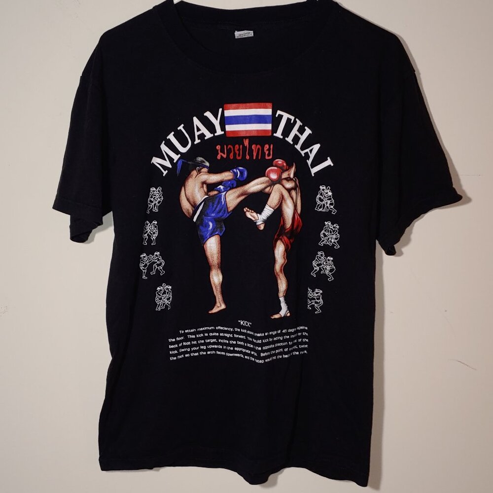 S2 Super Muay Thai "Kick"  Graphic T-Shirt  Size L Black